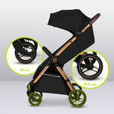 Carucior sport, Lionelo, Ingrid, Capotina impermeabila cu filtru UPF50+, Pana la 22 Kg, Spatar reglabil in 3 pozitii, Include suport pahar si plasa de tantari, Sistem pentru pliere automata, 6 luni+, Negru