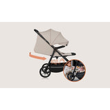 Carucior sport, Lionelo, Iva, Sustine 22 kg, 6 luni+, Capotina mare, Impermeabila, Protectie SPF 50+, 3 pozitii inclinare spatar, 8 pozitii inclinare suport picioare, 5 pozitii reglare maner, Include plasa de tantari si suport pentru biberon, Bej