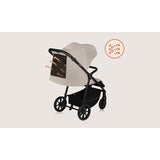 Carucior sport, Lionelo, Iva, Sustine 22 kg, 6 luni+, Capotina mare, Impermeabila, Protectie SPF 50+, 3 pozitii inclinare spatar, 8 pozitii inclinare suport picioare, 5 pozitii reglare maner, Include plasa de tantari si suport pentru biberon, Bej