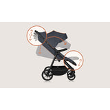 Carucior sport, Lionelo, Iva, Sustine 22 kg, 6 luni+, Capotina mare, Impermeabila, Protectie SPF 50+, 3 pozitii inclinare spatar, 8 pozitii inclinare suport picioare, 5 pozitii reglare maner, Include plasa de tantari si suport pentru biberon, Gri