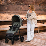 Carucior sport, Lionelo, Iva, Sustine 22 kg, 6 luni+, Capotina mare, Impermeabila, Protectie SPF 50+, 3 pozitii inclinare spatar, 8 pozitii inclinare suport picioare, 5 pozitii reglare maner, Include plasa de tantari si suport pt biberon, Verde