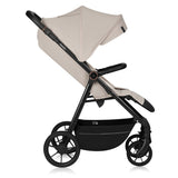 Carucior sport, Lionelo, Iva, Sustine 22 kg, 6 luni+, Capotina mare, Impermeabila, Protectie SPF 50+, 3 pozitii inclinare spatar, 8 pozitii inclinare suport picioare, 5 pozitii reglare maner, Include plasa de tantari si suport pentru biberon, Bej