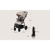 Carucior sport, Lionelo, Iva, Sustine 22 kg, 6 luni+, Capotina mare, Impermeabila, Protectie SPF 50+, 3 pozitii inclinare spatar, 8 pozitii inclinare suport picioare, 5 pozitii reglare maner, Include plasa de tantari si suport pentru biberon, Bej