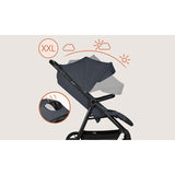 Carucior sport, Lionelo, Iva, Sustine 22 kg, 6 luni+, Capotina mare, Impermeabila, Protectie SPF 50+, 3 pozitii inclinare spatar, 8 pozitii inclinare suport picioare, 5 pozitii reglare maner, Include plasa de tantari si suport pentru biberon, Gri