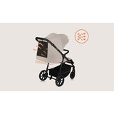 Carucior sport, Lionelo, Iva, Sustine 22 kg, 6 luni+, Capotina mare, Impermeabila, Protectie SPF 50+, 3 pozitii inclinare spatar, 8 pozitii inclinare suport picioare, 5 pozitii reglare maner, Include plasa de tantari si suport pentru biberon, Bej