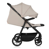 Carucior sport, Lionelo, Iva, Sustine 22 kg, 6 luni+, Capotina mare, Impermeabila, Protectie SPF 50+, 3 pozitii inclinare spatar, 8 pozitii inclinare suport picioare, 5 pozitii reglare maner, Include plasa de tantari si suport pentru biberon, Bej