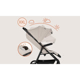 Carucior sport, Lionelo, Iva, Sustine 22 kg, 6 luni+, Capotina mare, Impermeabila, Protectie SPF 50+, 3 pozitii inclinare spatar, 8 pozitii inclinare suport picioare, 5 pozitii reglare maner, Include plasa de tantari si suport pentru biberon, Bej