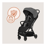 Carucior sport, Lionelo, Julie Air, Greutate redusa - 7.5 kg, Sustine 22 kg, 6 luni+, Capotina impermeabila, Protectie SPF 50+, Include suport sticla, Pliere compacta pentru calatorii, Conform cu EN1888-1 si EN1888-2, Gri