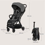 Carucior sport, Lionelo, Julie Air, Greutate redusa - 7.5 kg, Sustine 22 kg, 6 luni+, Capotina impermeabila, Protectie SPF 50+, Include suport sticla, Pliere compacta pentru calatorii, Conform cu EN1888-1 si EN1888-2, Gri
