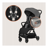 Carucior sport, Lionelo, Julie Air, Greutate redusa - 7.5 kg, Sustine 22 kg, 6 luni+, Capotina impermeabila, Protectie SPF 50+, Include suport sticla, Pliere compacta pentru calatorii, Conform cu EN1888-1 si EN1888-2, Gri