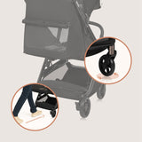 Carucior sport, Lionelo, Julie Air, Greutate redusa - 7.5 kg, Sustine 22 kg, 6 luni+, Capotina impermeabila, Protectie SPF 50+, Include suport sticla, Pliere compacta pentru calatorii, Conform cu EN1888-1 si EN1888-2, Negu Onyx