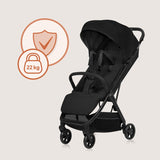 Carucior sport, Lionelo, Julie Air, Greutate redusa - 7.5 kg, Sustine 22 kg, 6 luni+, Capotina impermeabila, Protectie SPF 50+, Include suport sticla, Pliere compacta pentru calatorii, Conform cu EN1888-1 si EN1888-2, Negu Onyx