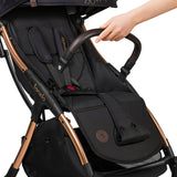 Carucior sport, Lionelo, Julie One, Editie limitata Golden Moments, De la nastere, Greutate redusa, Cu accesorii, Cadru din aluminiu, 0-22 kg, Pliere compacta pentru avion, Conform cu standardele europene de securitate EN1888-1 si EN1888-2, Negru