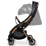 Carucior sport, Lionelo, Julie One, Editie limitata Golden Moments, De la nastere, Greutate redusa, Cu accesorii, Cadru din aluminiu, 0-22 kg, Pliere compacta pentru avion, Conform cu standardele europene de securitate EN1888-1 si EN1888-2, Negru