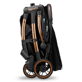 Carucior sport, Lionelo, Julie One, Editie limitata Golden Moments, De la nastere, Greutate redusa, Cu accesorii, Cadru din aluminiu, 0-22 kg, Pliere compacta pentru avion, Conform cu standardele europene de securitate EN1888-1 si EN1888-2, Negru
