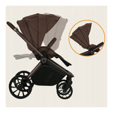 Carucior sport, Lionelo, Mika Plus, Cadru din aluminiu, Copertina XXL, Spatar reglabil in 3 pozitii, Cu accesorii, Pana la 22 kg, 6-48 luni; EN1888-1, EN1888-2 EN1466, Mocha Mousse