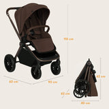 Carucior sport, Lionelo, Mika Plus, Cadru din aluminiu, Copertina XXL, Spatar reglabil in 3 pozitii, Cu accesorii, Pana la 22 kg, 6-48 luni; EN1888-1, EN1888-2 EN1466, Mocha Mousse