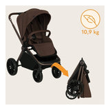 Carucior sport, Lionelo, Mika Plus, Cadru din aluminiu, Copertina XXL, Spatar reglabil in 3 pozitii, Cu accesorii, Pana la 22 kg, 6-48 luni; EN1888-1, EN1888-2 EN1466, Mocha Mousse