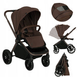 Carucior sport, Lionelo, Mika Plus, Cadru din aluminiu, Copertina XXL, Spatar reglabil in 3 pozitii, Cu accesorii, Pana la 22 kg, 6-48 luni; EN1888-1, EN1888-2 EN1466, Mocha Mousse