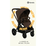 Carucior sport, Lionelo, Mika Plus, Cadru din aluminiu, Copertina XXL, Spatar reglabil in 3 pozitii, Cu accesorii, Pana la 22 kg, 6-48 luni; EN1888-1, EN1888-2 EN1466, Mocha Mousse