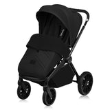Carucior sport, Lionelo, Mika Plus, Cadru din aluminiu, Copertina XXL, Spatar reglabil in 3 pozitii, Cu accesorii, Pana la 22 kg, 6-48 luni; EN1888-1, EN1888-2 EN1466, Negru