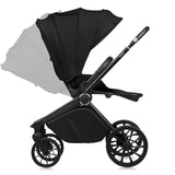 Carucior sport, Lionelo, Mika Plus, Cadru din aluminiu, Copertina XXL, Spatar reglabil in 3 pozitii, Cu accesorii, Pana la 22 kg, 6-48 luni; EN1888-1, EN1888-2 EN1466, Negru
