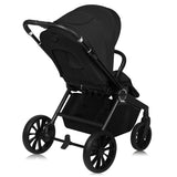 Carucior sport, Lionelo, Mika Plus, Cadru din aluminiu, Copertina XXL, Spatar reglabil in 3 pozitii, Cu accesorii, Pana la 22 kg, 6-48 luni; EN1888-1, EN1888-2 EN1466, Negru