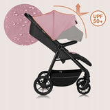 Carucior sport, Lionelo, Mira, Maner reglabil in 5 pozitii, Spatar si suport de picioare reglabile, Plasa de tantari si suport biberon incluse, Pana la 22 kg, 6 luni+, Conform cu EN1888-1, EN1888-2, Testare SGS, Roz