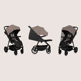 Carucior sport, Lionelo, Mira, Maner reglabil in 5 pozitii, Spatar si suport de picioare reglabile, Plasa de tantari si suport biberon incluse, Pana la 22 kg, 6 luni+, Conform cu EN1888-1, EN1888-2, Testare SGS, Bej