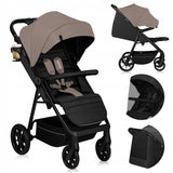 Carucior sport, Lionelo, Mira, Maner reglabil in 5 pozitii, Spatar si suport de picioare reglabile, Plasa de tantari si suport biberon incluse, Pana la 22 kg, 6 luni+, Conform cu EN1888-1, EN1888-2, Testare SGS, Bej