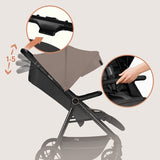 Carucior sport, Lionelo, Mira, Maner reglabil in 5 pozitii, Spatar si suport de picioare reglabile, Plasa de tantari si suport biberon incluse, Pana la 22 kg, 6 luni+, Conform cu EN1888-1, EN1888-2, Testare SGS, Bej