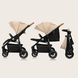 Carucior sport, Lionelo, Natt, De la nastere, Cu accesorii si capotina XXL reglabila, 0 - 22 kg, Conform cu standardele europene de securitate EN1888-1, EN1888-2, Bej