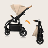 Carucior sport, Lionelo, Natt, De la nastere, Cu accesorii si capotina XXL reglabila, 0 - 22 kg, Conform cu standardele europene de securitate EN1888-1, EN1888-2, Bej