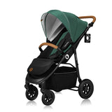 Carucior sport, Lionelo, Natt, De la nastere, Cu accesorii si capotina XXL reglabila, 0 - 22 kg, Conform cu standardele europene de securitate EN1888-1, EN1888-2, Verde