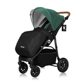 Carucior sport, Lionelo, Natt, De la nastere, Cu accesorii si capotina XXL reglabila, 0 - 22 kg, Conform cu standardele europene de securitate EN1888-1, EN1888-2, Verde