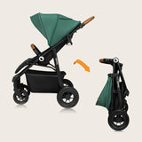 Carucior sport, Lionelo, Natt, De la nastere, Cu accesorii si capotina XXL reglabila, 0 - 22 kg, Conform cu standardele europene de securitate EN1888-1, EN1888-2, Verde