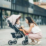 Carucior sport, FreeON, Lux, Pliabil automat, Usor 6.6 Kg, Tehnologie inovatoare One-Hand Folding, De la 6 luni pana la 22 kg, Din aluminiu, Benzi reflectorizante pe capotina, Beige/Black