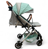 Carucior sport, ultrausor si ultrapliabil, cu pozitie de somn, tip troller, cu accesorii din piele, sarcina maxima 15 Kg, verde menta