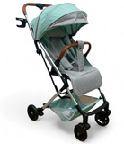 Carucior sport, ultrausor si ultrapliabil, cu pozitie de somn, tip troller, cu accesorii din piele, sarcina maxima 15 Kg, verde menta