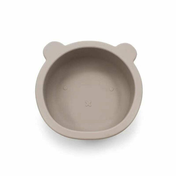 Castron cu urechi de ursulet, Bocioland, Cu ventuze, Silicon, Fara BPA, 6-36 luni, Dark Beige