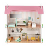 Casuta de papusi, Free2Play, Din lemn, Cu 11 piese de mobilier, Cu acces facil, 48,3 x 21 x 48 cm, 36 luni+, Multicolor