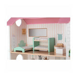 Casuta de papusi, Free2Play, Din lemn, Cu 11 piese de mobilier, Cu acces facil, 48,3 x 21 x 48 cm, 36 luni+, Multicolor