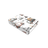 Cearceaf cu elastic, MimiNu, Pentru pat 160x80 cm, Din bumbac certificat Oeko Tex Standard 100, Cars Grey