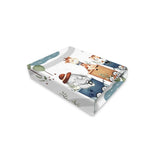 Cearceaf cu elastic, MimiNu, Pentru patut 120X60 cm, Din bumbac certificat Oeko Tex Standard 100, Design, Zoo in train