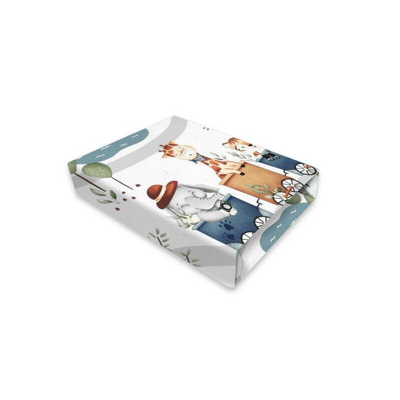 Cearceaf cu elastic, MimiNu, Pentru patut co-sleeper, Leonie, Dimensiune 83 x 50 cm, Din bumbac certificat Oeko Tex Standard 100, Design, Zoo in train