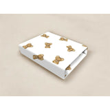 Cearceaf cu elastic, Qmini, Pentru pat 160x80 cm, Din bumbac certificat Oeko Tex Standard 100, Design, Teddy Toys