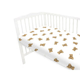 Cearceaf cu elastic, Qmini, Pentru patut 120X60 cm, Din bumbac certificat Oeko Tex Standard 100, Teddy Toys