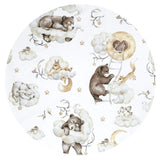 Cearceaf cu elastic, Qmini, Pentru patut co-sleeper, Aurora, Dimensiune 76 x 43 cm, Din bumbac certificat Oeko Tex Standard 100, Teddy Bear and Friends Beige