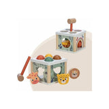 Centru de activitati, Free2Play, Cu figurine, Cu ciocanel, Din lemn, Conform cu standardul european de securitate EN71/123, 15 x 15 x 12 cm, 12 luni+, Multicolor