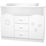 Comoda de infasat Hubners Matei 106 cm alb cu stelute